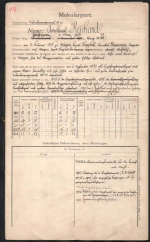 Reichardspergi Reichard Béla (Adalbert Reichard) (1876-1921), a cs. és kir. 44. gyalogezred századosa (később őrnagy...