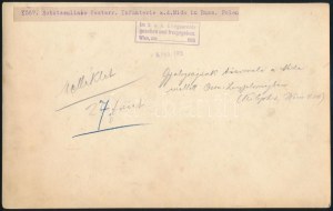 1915 Osztrák-magyar lőállások a Nida folyó mellett Lengyelországban, nagyméretű sajtófotó, a hátoldalon feliratozva...