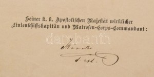 1874-1906 Herpich Ferenc hajógépész bizonyítványai, okmányai, összesen 6 db, közte a Cs. és Kir...