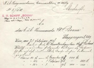 1918 Az S.M.S. Bosna - Dunai Flottila hajó részére kézzel írt hivatalos utasítás...