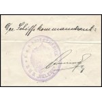 1916 Dunai Flottila.S.M. S. Helene. Nyílt parancs kézzel írva, Orsova-Buda. Nagyon ritka hajópecsétekkel. /...