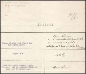 1915 Dunai Flottilla. Egon Quirini (tartalékos) Korvettenkapitány gépelt személyi lapja az S.M.S...
