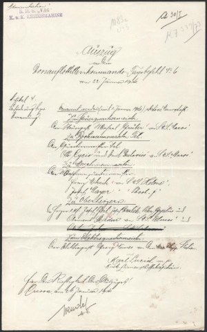 1918 Dunai Flottila. S.M.S. Vág. Kézzel írt napi parancs, Karl Lucich kapitány által aláírt, más hajók említésével...
