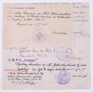 1916 Az S.M. Pb. Barsch - Dunai Flottila hajó részére készült Ganz számla és igazolás...