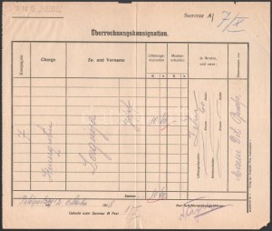 1918 Dunai Flottilla.S.M. Stabschiff Hebe 10 korona 60 heller átutalási megbízási nyomtatvány a Hebe S.M.S....