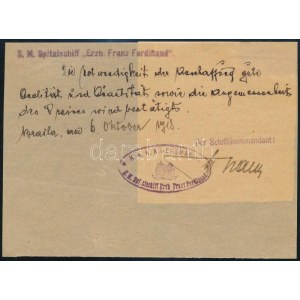 1918 Dunai Flottila. S.M. Spitalschiff Erzherzog Franz Ferdinand Hivatalos elismervény...