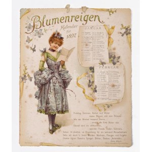 1897 Blumenreigen Kalender für 1897., Nürnberg, Theo. Stroefer's Kunstverlag, naptár díszesen litografált lapokkal...