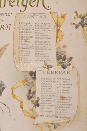 1897 Blumenreigen Kalender für 1897., Nürnberg, Theo. Stroefer's Kunstverlag, naptár díszesen litografált lapokkal...
