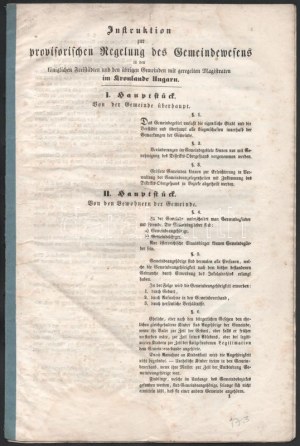 1851 Instruktion zur provisorischen Regelung des Gemeindewesens in den königlichen Freistädten und den übrigen Gemeinden