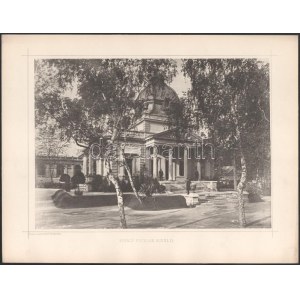 1885 Budapesti, Országos Általános Kiállítás, királyi pavilon kívülről, nyomat, 26×33 cm
