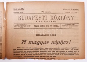 1919 Bp., A Budapesti Közlöny 71. száma, román cenzúrával