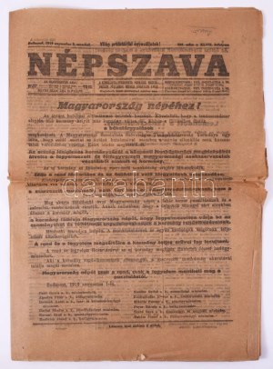 1919 Bp., A Népszava XLVII. évfolyamának 183. száma...