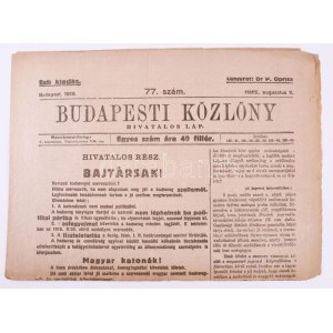 1919 Bp., A Budapesti Közlöny 77. száma, román cenzúrával