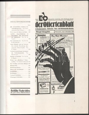 1929 Die Reklame Heft No. 22., Zeitschrift des Deutschen Reklame-Verbandes E.V., Bortnyik, Kónya, Biró, Berény stb...