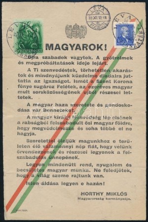 1938 A Felvidék visszacsatolása alkalmából kiadott 