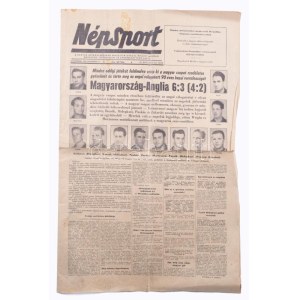 1953 Magyarország: Anglia 6:3. A legendás meccsről tudósító Népsport 1953. nov. 26., IX. évf. 236. száma...