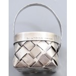 Cartier mid-century ezüst (Ag) fonott kosár alakú gyűrűtartó. Jelzett, m: 8,5 cm, nettó 46g