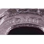 Függő. Fehérarany, 6 db brillel (0,15 ct) mesterséges opállal, jelzett. 4,85g. 30 mm