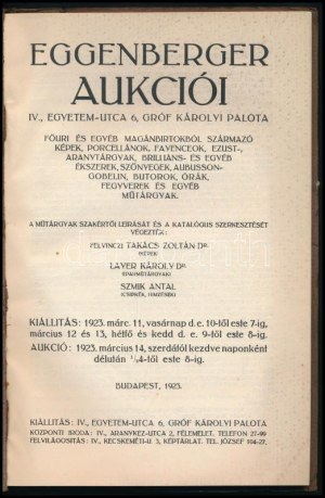 Felvinczi Takács Zoltán, Layer Károly, Szmik Antal (szerk.): Eggenberger aukciói I...
