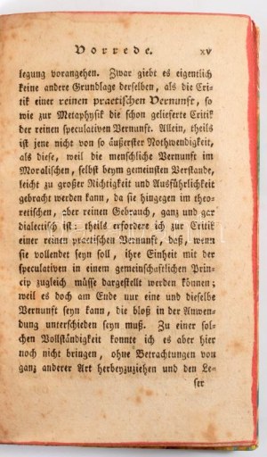 Kant, Immanuel.: Grundlegung zur Metaphysik der Sitten. Neueste, mit einem Register vermehrte Auflage. Grätz, 1796...