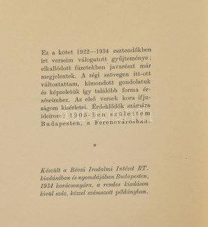 József Attila: Medvetánc. Válogatott költemények 1922-1934. Bp.,1934., Révai, 108+4 p. Első kiadás. Számozatlan példány...