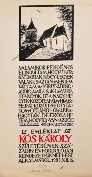 Kós Károly Kalendárium az 1983. évre. 145. számozott példány. A készítők által aláírt példány. Bp., 1982...