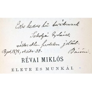 Bánóczi József: Révai Miklós élete és munkái. Bp., 1879 MTA,4+415+1 p. Első kiadás. Kiadói papírkötésben, jó állapotban...