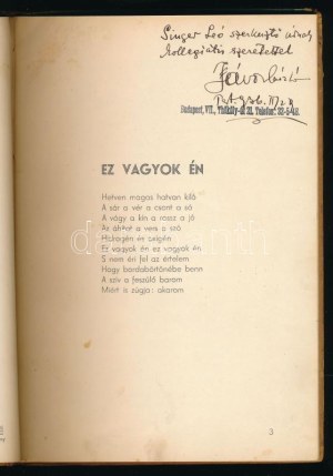 Jávor László: Szomorú vasárnap. - - 31 verse. Számozott (26./150), a szerző, Jávor László (szül. Schwartz) (1903-1992...