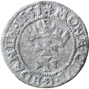 RR-. Zygmunt II August, Szeląg 1551 Gdańsk, końcówka napisu M D L