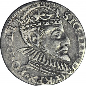 R-, Zygmunt III Waza , Trojak 1590, Ryga, duża głowa, Iger R4