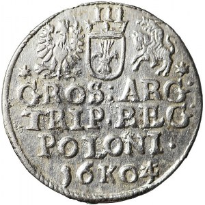 RR-, Zygmunt III Waza, Trojak Kraków 1604/3, przebitka daty, nienotowany