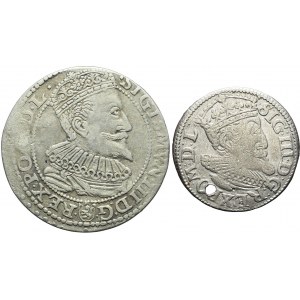Zestaw dwóch monet: Trojak Ryga 1619 oraz Szóstak Malbork 1596