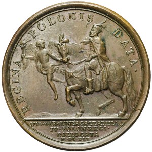 R-, Władysław IV Waza, Medal z okazji przyjazdu do Polski przyszłej żony Władysława IV Ludwiki Marii Gonzagi, 1645, piękny
