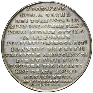 R-, Stanisław A. Poniatowski, Medal narodziny syna gen. Alojzego Fryderyka Brühla, 1781, rzadki