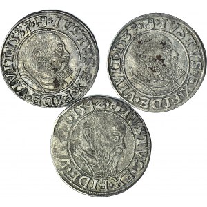 Zestaw 3 szt. Lenne Prusy Książęce, Albrecht Hohenzollern, Grosze 1537-39-42, Królewiec