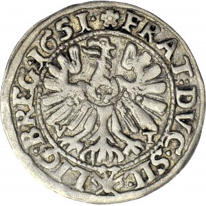 RR-, Śląsk, 3 krajcary 1651, Trzech braci, Brzeg, ILUSTROWANY W KATALOGU