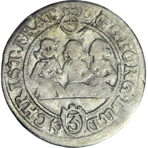 RRR-, Śląsk, 3 krajcary 1654, HYBRYDA 1653/1654, Trzech braci, Brzeg, R7+