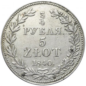 Zabór Rosyjski, 5 złotych = 3/4 rubla 1840, Warszawa