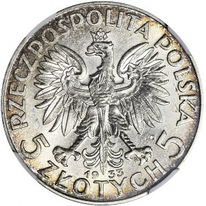 5 złotych 1933, Głowa, mennicza