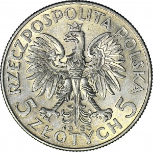 5 złotych 1933, Głowa, mennicza