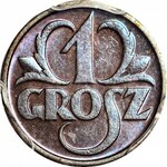 1 grosz 1932, menniczy, kolor BN