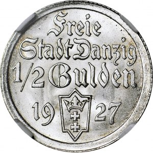WMG, 1/2 guldena 1927, rzadkie, wyśmienite