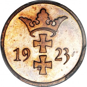 R-, WMG, 2 fenigi 1923, STEMPEL LUSTRZANY, kolor RB