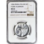 RRR-, 5 złotych 1958 PRÓBA Aluminium (nikiel był bity w 1959) Młot i kielnia nakład 5 szt.