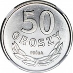 50 groszy 1986, PRÓBA, nikiel, podwójny napis PRÓBA