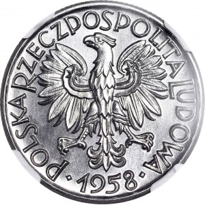 RRR-, 5 złotych 1958 PRÓBA Aluminium (nikiel był bity w 1959) Symbole gospodarki, PIERWSZY RAZ NA RYNKU