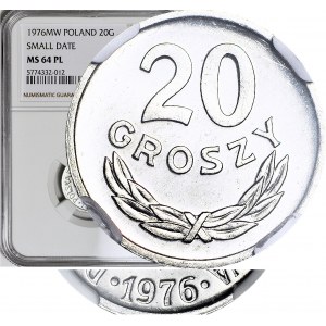 RRR-, 20 groszy 1976, mała data, PROOFLIKE, rzadki rocznik w PL