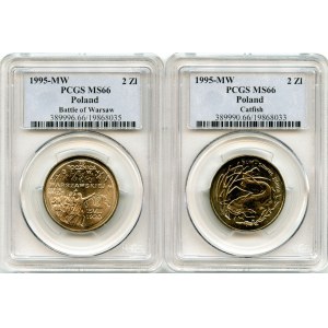 Zestaw dwóch monet 2 złote miedzionikiel, piękne egzemplarze