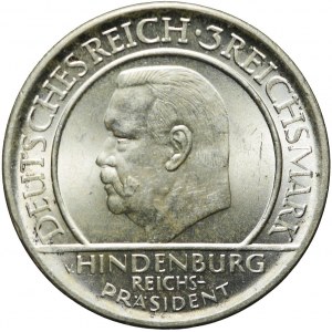 Niemcy, Republika Weimarska, 3 marki 1929, Stuttgart, Hindenburg, mennicze