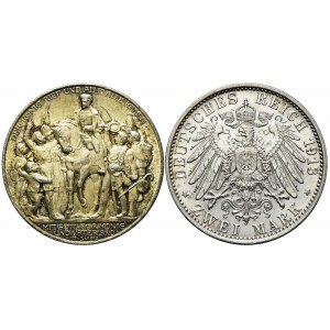 Niemcy, Prusy, Wilhelm II, Zestaw dwóch monet 2 marki 1913, Berlin